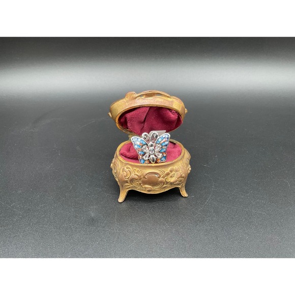 Bellagio Belissima Sterling Silver Butterfly Ring Blue Enamel CZ Size 9 With Box - Picture 1 of 6
